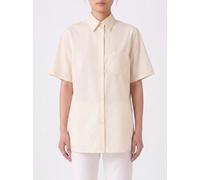 FERRAGAMO Short-Sleeved Cotton and Silk Blend Shirt with Patch Pockets - Size: 40 - female