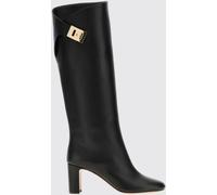 FERRAGAMO Smooth Calfskin Knee-High Boots with High Block Heel - Size: 7½ - female