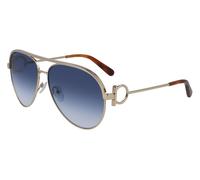 Ferragamo Woman SF237S 743 Sunglasses Metal Gold Blue Pilot Normal Shaded