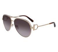 Ferragamo Woman SF237S 768 Sunglasses Metal Gold Violet Pilot Normal Shaded