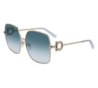 Ferragamo Woman SF243SR 741 Sunglasses Metal Gold Blue Squared Normal Shaded