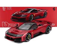 FERRARI F80 2024 ROSSO CORSA SILVER BLACK WHEELS 1:18 BURAGO 18-16919