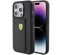 Ferrari Grip Stand Metal Logo Case, Black - iPhone 15 Pro Max