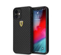 Ferrari FERCAHCP12SBK On Track Real Carbon Hard Case for iPhone 12 Mini 5.4 Inches Black