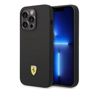 Ferrari FESSIHMP14XBK Hard Case for iPhone 14 Pro Max 6.7 Inch Black/Black Silicone Metal Logo Magsafe