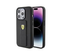 Ferrari Grip Stand Metal Logo Case, Black - iPhone 15 Pro Max