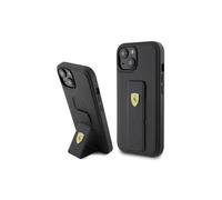 Ferrari Hard Case Grip Stand with Metal Logo for iphone 15 6.1" Black - FEHCP15SGSPSIK