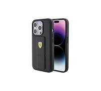 Ferrari Hard Case Grip Stand with Metal Logo for iphone 15 Pro 6.1" Black - FEHCP15XGSPSIK