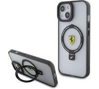Ferrari Phone Case Compatible with Magsafe and iPhone 15 inch - Clear Black Contour with Metal Ring - Anti-Scratch PC/TPU - Durable Hard Case with Accessible Ports, Absorbing