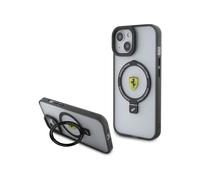 Ferrari Phone Case Compatible with Magsafe and iPhone 15 inch - Clear Black Contour with Metal Ring - Anti-Scratch PC/TPU - Durable Hard Case with Accessible Ports, Absorbing