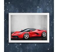 Ferrari LaFerrari Hybrid Red Sports Super Car Wall Art Poster Print available framed or unframed (A3 Framed - White Frame)
