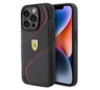 Ferrari Leather case for iPhone 15 Pro with Twist Metal logo / Red