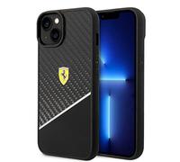Ferrari Phone Case for iPhone 14 Plus in Black/Silver Bi-Material Case, Carbon & Polycarbonate Cover, Durable & Anti-Scratch with Easy Snap-on, Shock Absorption & Signature Logo