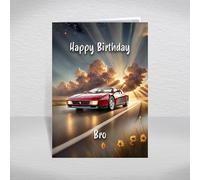 Ferrari Testarossa Birthday Card for Bro - Iconic Italian Supercar Flat-12 from 80s Retro Culture & Car Fame/Vintage Classic Car Theme: Bro Birthday Card (Size A5)