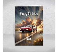 Ferrari Testarossa Birthday Card for Dad - Iconic Italian Supercar Flat-12 from 80s Retro Culture & Car Fame/Vintage Classic Car Theme: Dad Birthday Card (Size A5)
