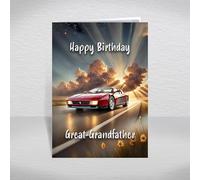 Ferrari Testarossa Birthday Card for Great-Grandfather - Iconic Italian Supercar Flat-12 from 80s Retro Culture & Car Fame/Vintage Classic Car Theme: Great-Grandfather Birthday Card (Size A5)