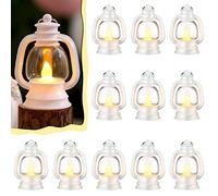 Ferraycle 12 Pcs Mini Lantern Decor 4 Inch Western Lantern Table Centerpiece Small Vintage Camping Hanging Lamp Ornaments Bulk for Cowboy Cowgirl Wedding Halloween Christmas (4 Inch,White)