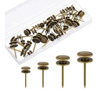 Ferraycle 40 Piece Double Headed Picture Hangers Nails 4 Size Thumb Tacks for Wall Hanging Renter Friendly Decor Heavy Duty Push Pins Wall Nails for Drywall Frame Art, 10/20/ 30/ 50lb(Bronze)