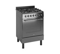 Ferre F6IP40E7-MBL-RETRO-W 60cm Cooker, Freestanding Dual Fuel Cooker, With Wok Burner & Turbo Fan, Anthracite