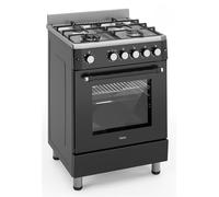 Ferre F6IP40GF-IBL-W 60cm Freestanding Gas Cooker With Wok Burner & Turbo Fan - Black