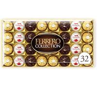 Ferrero Collection Pralines 32 Pieces Boxed Chocolates Coconut, Dark Chocolate, Assorted Rocher Tray, Rondnoir, Raffaello, Perfect for Christmas, Birthday, Father day Gift or Any Occasion - 359g