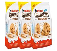 Ferrero Kinder Crunchy Cookies Milk Chocolate Chip Crumbly Biscuits Pack 3x136g