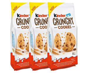 Ferrero Kinder Crunchy Cookies Milk Chocolate Chip Crumbly Biscuits Pack 3x136g