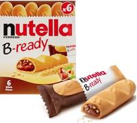 Nutella B-Ready Hazelnut Biscuit Snack Bars, Bulk Chocolate Gift, Wafer Filled with Hazelnut Spread and Cocoa, Pack of 16 x 6 x 22g