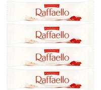 Ferrero Raffaello Coconut Almond Pralines - 4 Packs of 4 Pieces | Total 16 Premium White Chocolate Treats | Crispy Coconut Shell with Creamy Filling & Whole Almond Center - Gift or Snack