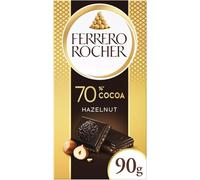 Ferrero Rocher 70% Dark Hazelnut Bar, Chocolate Bars, 70% Dark Chocolate bar with Hazelnut and Cocoa Filling, 8 x (90g)