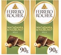 Ferrero Rocher Luxury Milk Chocolate Bar, Hazelnut & Macadamia Pieces, 90g (Pack of 2)