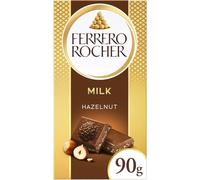 Ferrero Rocher Milk Chocolate Hazelnut Bars, Crunchy Whole Hazelnut with Cocoa Filling, 8 x 90g