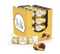 Ferrero Rocher Pralines, Bulk Chocolate Party Box, Birthdays, Gifting, Celebrations, Hazelnut Covered in Milk Chocolate and Nuts, Box of 16 x 3 (48pcs)