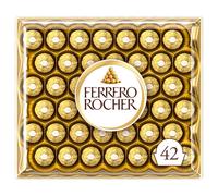 Ferrero Rocher Pralines, Chocolate Gift, Christmas Chocolate, Large Chocolate Box Covered in Milk Chocolate and Nuts, Box of 42 (525g)