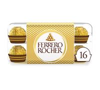 Ferrero Rocher Pralines, Chocolate Gift, Perfect Treat, Whole Hazelnut Covered in Milk Chocolate and Nuts, Pack of 16 (200g)