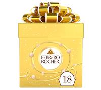 Ferrero Rocher Pralines, Christmas Chocolate Gift Box, Festive Gifts, Hazelnut Covered in Milk Chocolate and Nuts, Pack of 18 (225g)