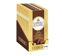 FERRERO ROCHER Premium Chocolate Bar, Milk Chocolate and Hazelnut Bar, 8 bars, 720 g