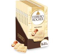 Ferrero Rocher Premium Chocolate Bars, 8 Pack, White Chocolate Hazelnut 90g