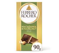 Ferrero Rocher Premium Milk Chocolate Bar with Hazelnut & Macadamia - Creamy Filling with Crunchy Nut Pieces - Luxury Confectionery Gift - 90g