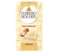 Ferrero Rocher White Chocolate Bar, Movie Night Snacks, Chocolate Gift with Crunchy Whole Hazelnut and Cocoa Filling, 90g