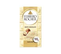 Ferrero Rocher White Chocolate Bar, Movie Night Snacks, Chocolate Gift with Crunchy Whole Hazelnut and Cocoa Filling, 90g