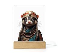 Ferret Ancient Egyptian Funny Night Light Acrylic Nightlight with Button Switch Wooden Base Lamp for Bedroom Living Room