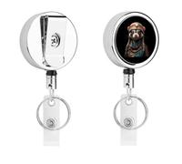 Ferret Ancient Egyptian Metal Retractable Keychain with Key Rings Reel Badge Holder Clips for Conferences Office
