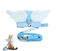 Ferret Angel Wings Harness and Leash Set, Adjustable Nylon Vest with Chest & Back Support for Safe Outdoor Walking, Suitable for Ferrets and Other Small Pets (Blue)