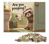 Ferret Asking A Question Wooden Puzzle for Adults, 1000 Pieces | Adult Puzzle: adult home pastime alone or together.