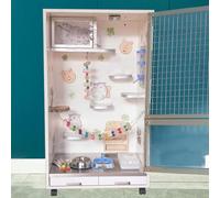Ferret Cage - Chinchilla Cage Prevent Escape W/Removable Tray and Wide Platforms, Anti-Chewing Easy to Clean for Chinchillas/Guinea Pig/Rabbit/Large Hamster(White-60 * 40 * 100cm)