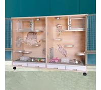 Ferret Cage - Chinchilla Cage Prevent Escape W/Removable Tray and Wide Platforms, Anti-Chewing Easy to Clean for Chinchillas/Guinea Pig/Rabbit/Large Hamster(Yellow-120 * 40 * 80cm)