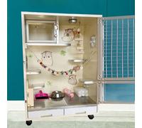 Ferret Cage - Chinchilla Cage Prevent Escape W/Removable Tray and Wide Platforms, Anti-Chewing Easy to Clean for Chinchillas/Guinea Pig/Rabbit/Large Hamster(White-60 * 40 * 80cm)