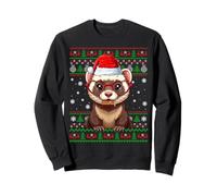 Ferret Christmas Ugly Sweater Funny Santa Hat Ferret Xmas Sweatshirt