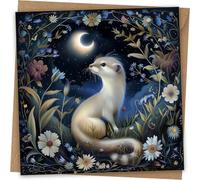 Ferret Greeting Card - Cute Watercolour Moon Ferret Birthday Card